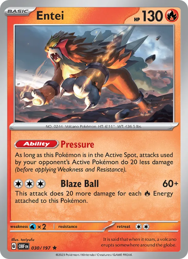 Entei - 030 - Obsidian Flames - LevelupCards.nl