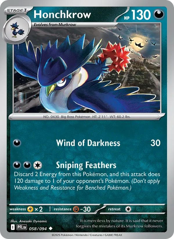 Honchkrow - 058 - Phantasmal Flames - LevelupCards.nl