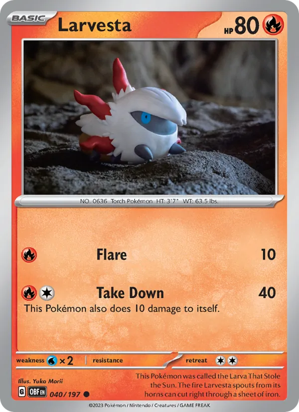 Larvesta - 040 - Obsidian Flames - LevelupCards.nl