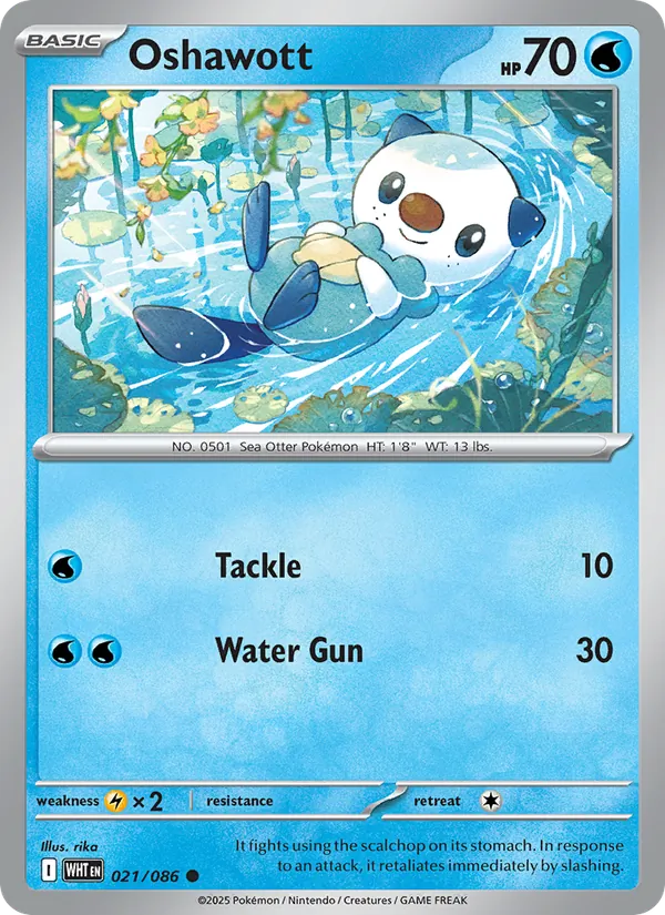 Oshawott - 021 - White Flare - LevelupCards.nl