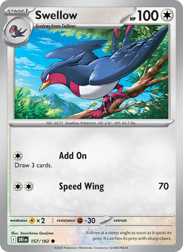 Swellow - 157 - Destined Rivals - LevelupCards.nl