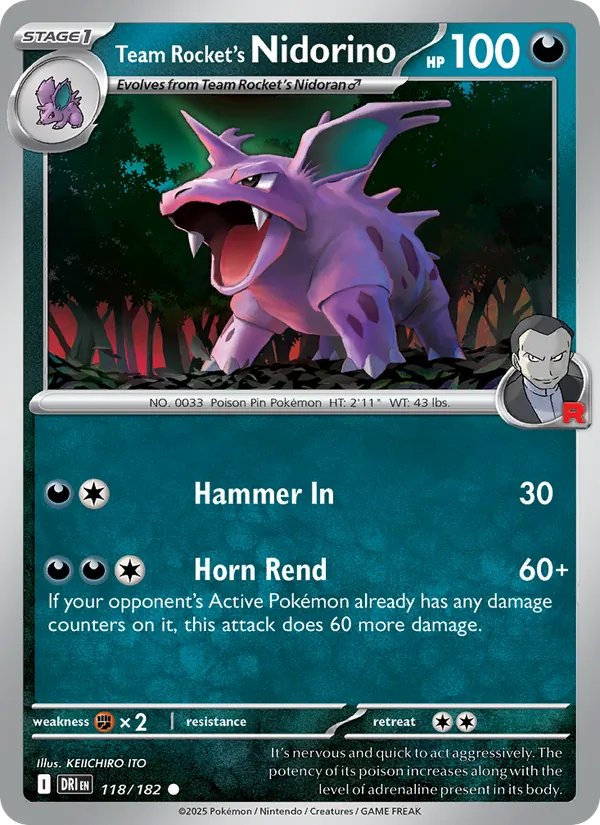 Team Rocket's Nidorino - 118 - Destined Rivals - LevelupCards.nl